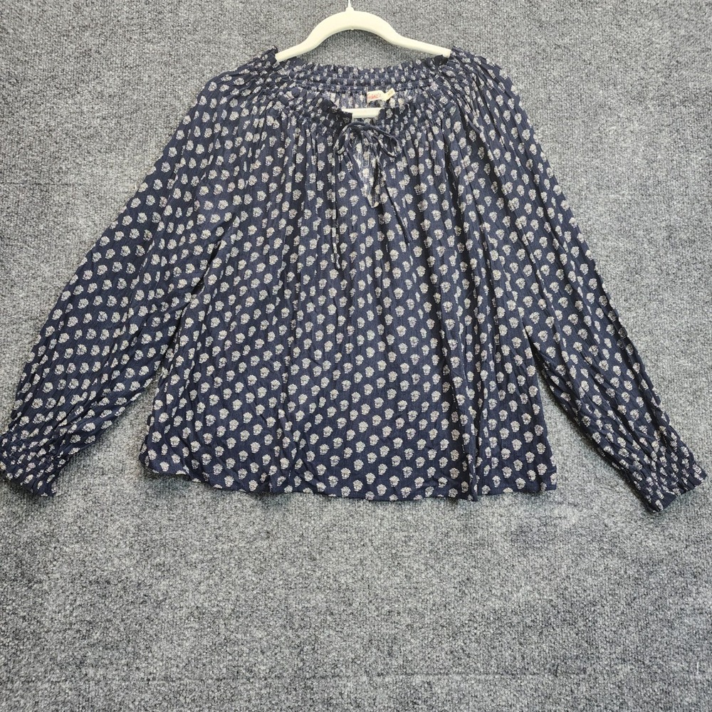 Faherty Womens Boho Peasant Floral Cottagecore Viscose Tie Neck Blouse Size XS - Picture 7 of 7
